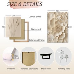 Framed Neutral Beige Flower Wall Art, Beige Botanical Wall Decor, Modern Mini…