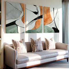 3 Pieces Abstract Earthy Tones Large Wall Art Set for Living Room Set Of 3