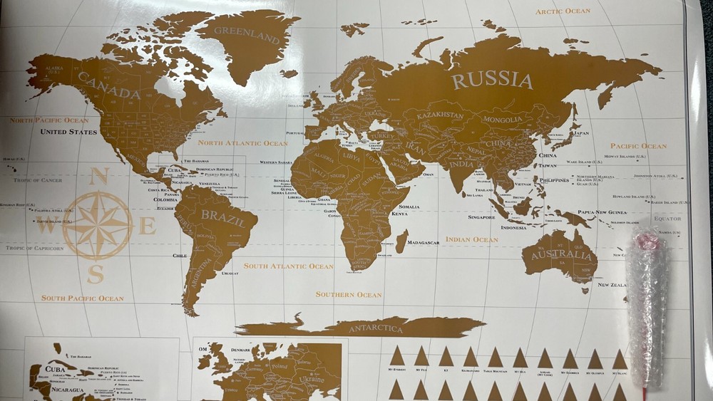 NEW Hercules Tuff Scratch The World Travel Map 33″ x 23″