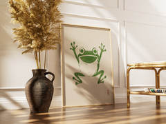 Funny Frog Poster Japanese Minimalist Animal Wall Art Home Decor Gift Print Room