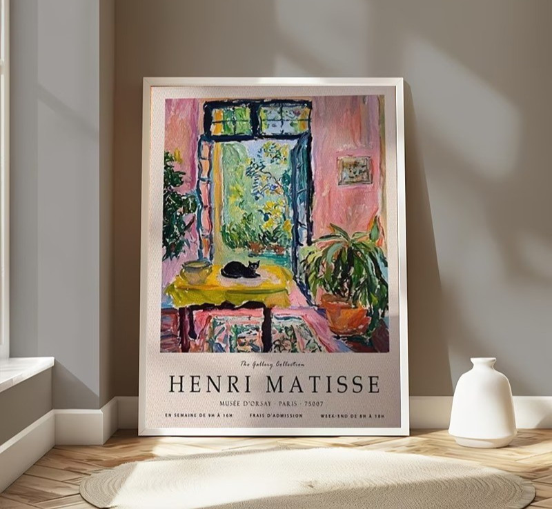 Vintage Henri Matisse Cat Abstract Art Poster Museum Exhibition Wall Decor Print