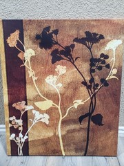 Floral Canvas Print Art Red Brown Beige Black Decorative 26×22