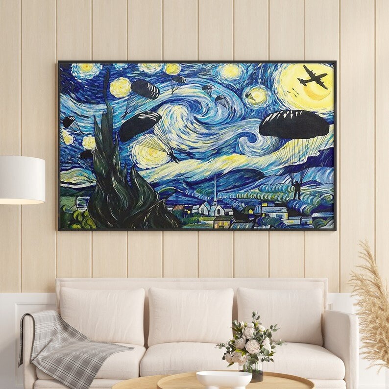 Us Army Military Veteran Poster, Military Starry Night Paratrooper Poster, Ameri
