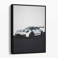 White and Black Porsche GT3 RS Vintage Sports Cars Canvas Print Wall Art