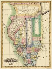 Historic State Map – Illinois – Lucas 1823 – Vintage Wall Art