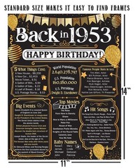 73rd Birthday Decorations 1953 Back in 1953 Poster 11×14 Unframed Party Gift