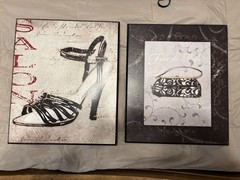 Fashion High Heels and Purse Decorative Modern Wall Art Prints, Black White Gray