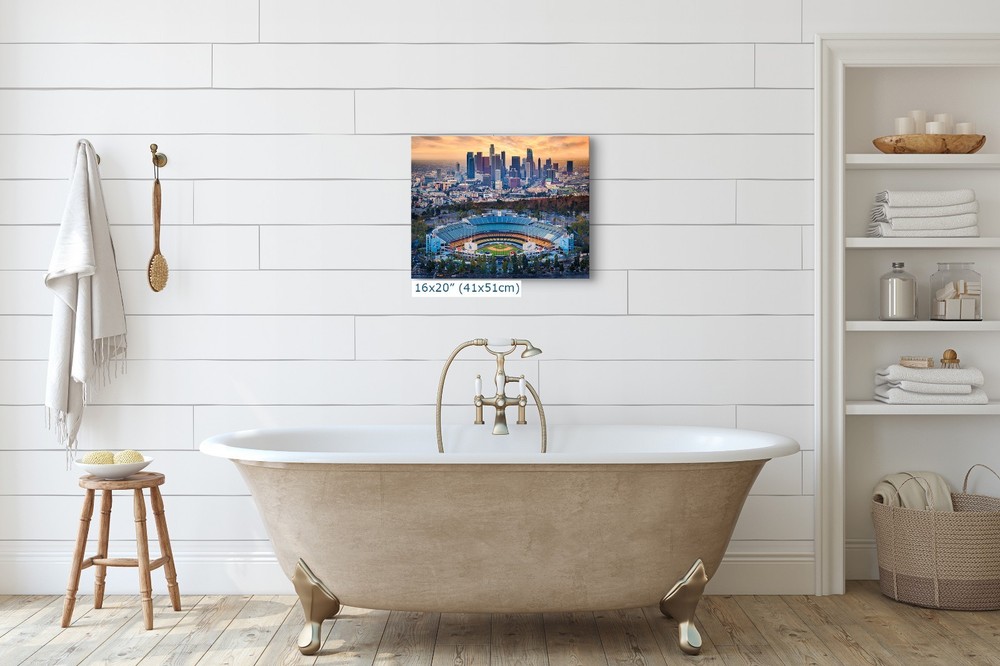 Los Angeles Dodgers Baseball Stadium, LA Skyline Urban Cityscape Photo