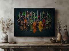 Herbs And Spices Canvas Art Rustic Kitchen Wall Decor Culinary Print
