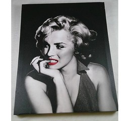 Marilyn Monroe Canvas Wall Art Black White Red Lips Portrait 19×19