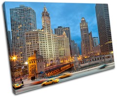 Chicago Cityscape City SINGLE CANVAS WALL ART Picture Print VA