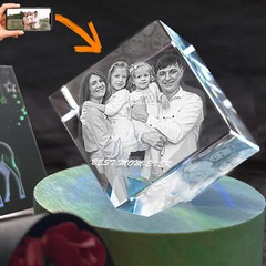 Personalized 3D Photo Crystal Custom Etched Picture Fathers Day Romantic Gifts