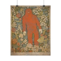 Vintage SASQUATCH BOTANICAL Wall Art, Bigfoot Flower Decor, Cryptid Tree Poster