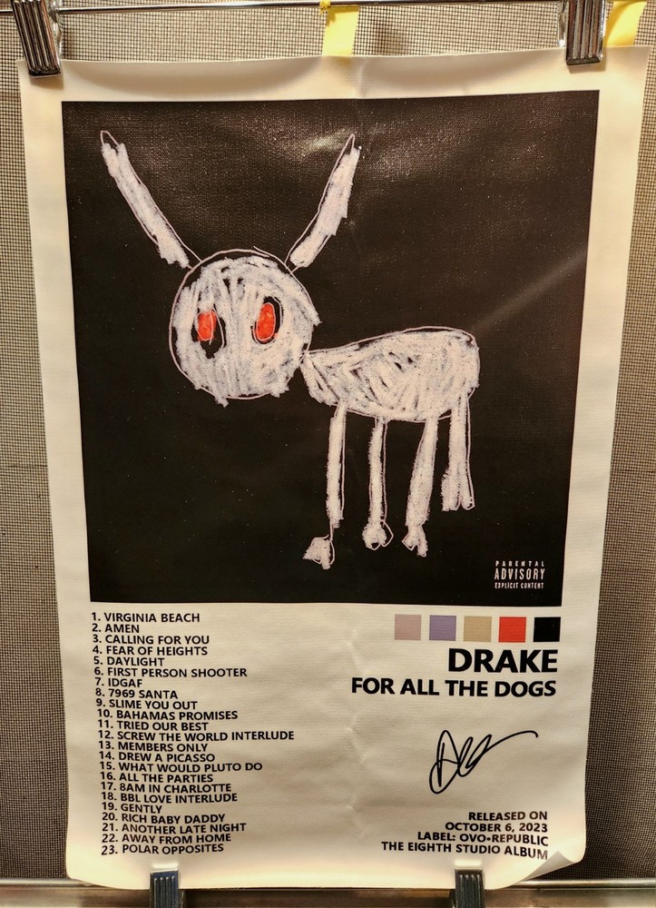 Drake For All The Dogs 12×18 Inches Album Cover Canvas Poster (No Frame) Reprint