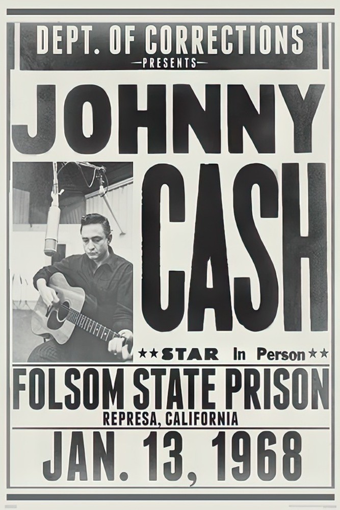 Johnny Cash – Music Poster (Folsom State Prison, Jan. 13, 1968 Promo) (24 x 36″)