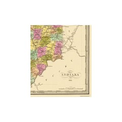 Historic State Map – Indiana – 1841 – Vintage Wall Art