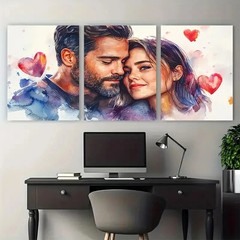 3pcs Valentines Day Couple Illustration Metal Print Ready to Hang Art