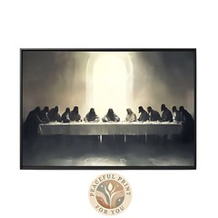 The Last Supper Minimalist Beige Abstract Print Da Vinci Canvas LDS Poster 113
