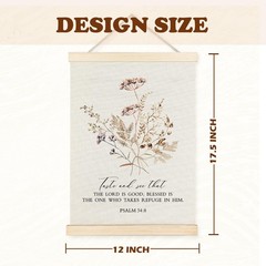 Boho Floral Christian Wall Art with Wooden Poster Hanger, God is Good Bible V…