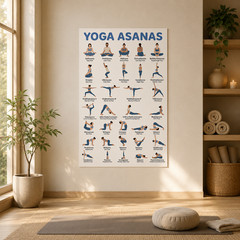 Yoga Asanas Poster Fitness Pose Chart Yoga Studio Wall Decor | Multiple Sizes