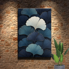 Ginkgo Leaves Canvas Print Modern Layered Fan Shaped Botanical