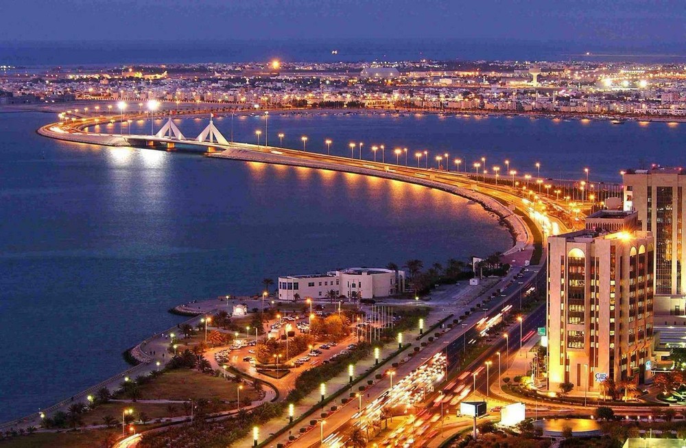 MANAMA BAHRAIN NIGHT SKYLINE GLOSSY POSTER PICTURE PHOTO BANNER persian 3667
