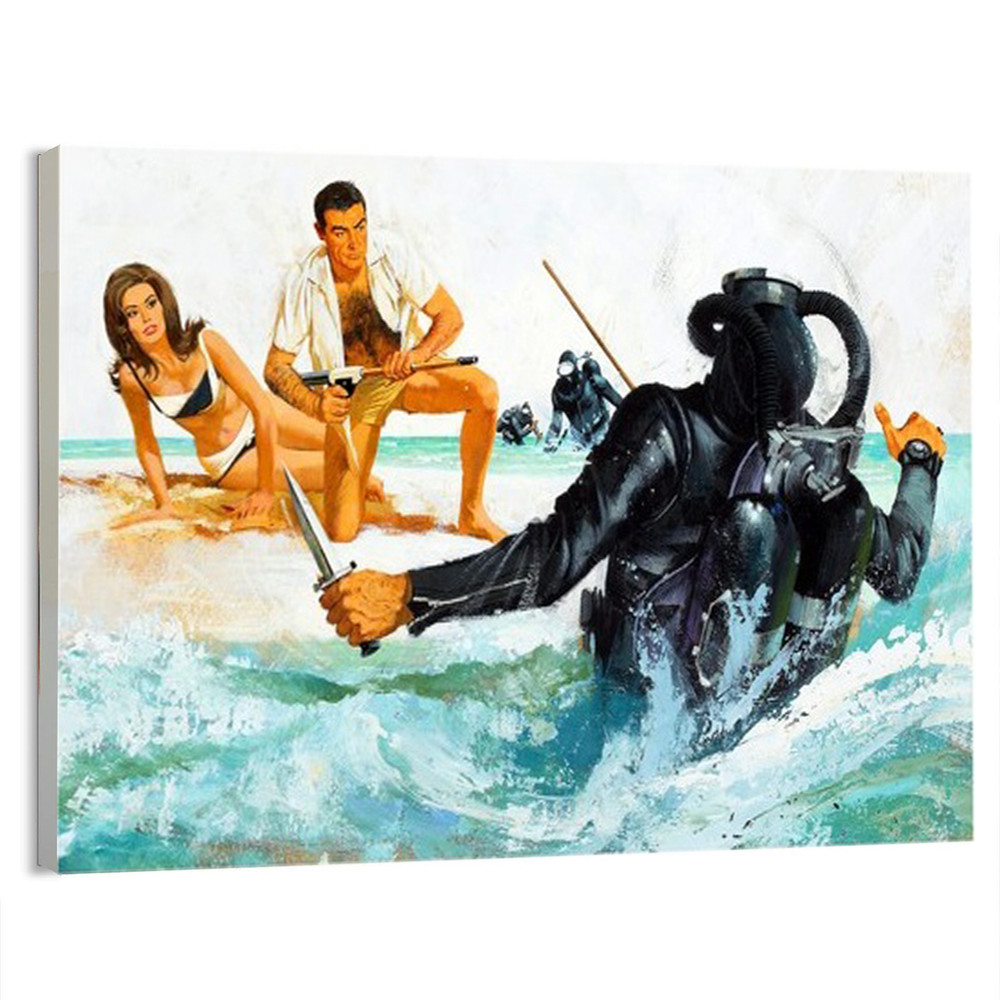 1965 Thunderball James Bond (Rare) Artwork Movie Poster or Canvas Home Decor