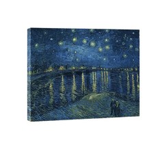 Wieco Art Starry Night Over the Rhone by Van Gogh Famous 16″L x 12″W, Blue