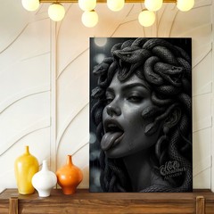Wall Art Gorgon Medusa Snake Hair Woman Portrait Gothic Dark Fantasy Print Decor