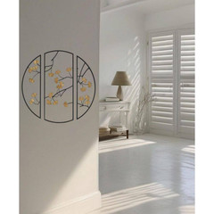 Framed 3-Piece 14.6 In. X 35.4 In. Gold Metal Work Wall Decor Set, Suitable for