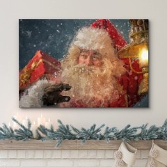32″x48″ – Santa Claus Canvas Print Wall Art – Merry Christmas Home Decor
