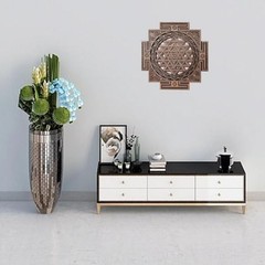 Sri Yantra Wall Art Wooden Sacred Geometry Decor, Handcrafted Sri Chakra Wall…