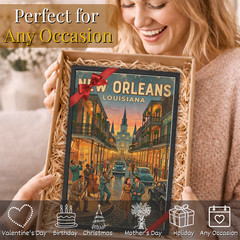 New Orlean Lousiana Vintage Travel Poster 11×17 Framed Retro Wall Art Decor Gift
