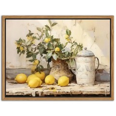 Floating Framed Vintage Kitchen Wall Art, Yellow 16″L x 12″W, lemon