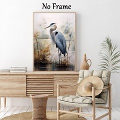 Great Blue Heron Canvas Wall Art Wild Bird Pictures 16″L x 24″W, A-No Frame