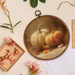 Vintage Pumpkin Round Wall Art Decor – Retro Autumn Moody Fall Wall Art Canva…