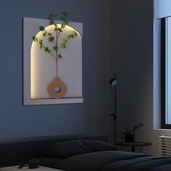 Sandstone Painting Wall Decoration with LED Light Plants Decor & Remote Control