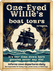 The Goonies One Eyed Willies Boat Tours Style Wall Collage Poster Print