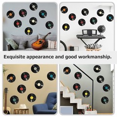 16 Pcs Vinyl Wall Decor Vintage Record Label Peel and Stick Stickers Music