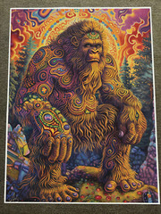 Mystical Bigfoot Art Print – Psychedelic Tribal Yeti Decor Poster 18x24in