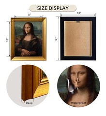 Vinatge Gold Frame Mona Lisa Holding Nose Bathroom Wall Art Funny Monalisa Ba…