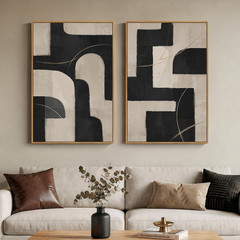 Set of 2 Large Modern Abstract Canvas Prints for Living Room Wall Decor