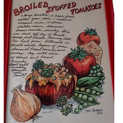 Chef Alfredo Tomatoes Art Print Recipe Framed Picture Broiled Stuffed Signed MCM