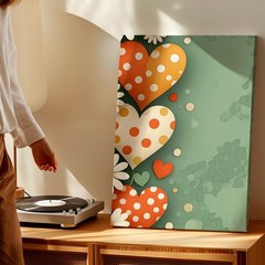 Wall Art Floral Heart Print Polka Dot Daisy Poster Romantic Mint Green Decor