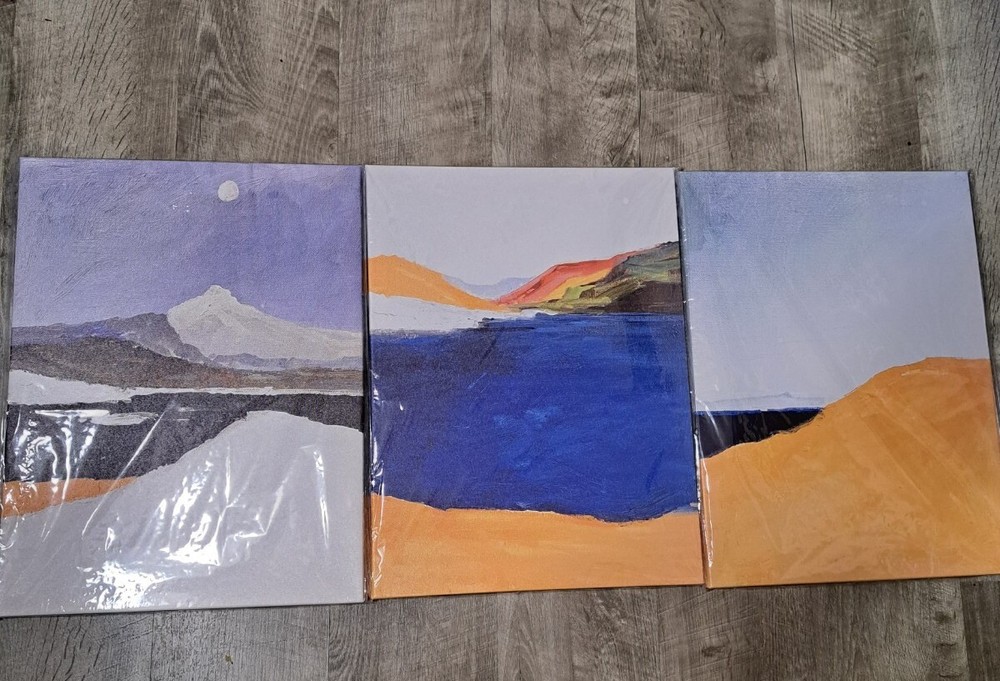 Abstract Mountain Canvas Wall Art, 12 x 16 Inches 3 PCS Natural…