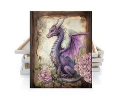 16×20 Purple Dragon Canvas Print Wall Art