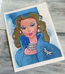 Retro Brunette Barbie Portrait 8×10 Art Print