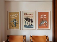 Retro Nature Art Print Set of 3, Lake House Cabin Wall Decor, Wilderness