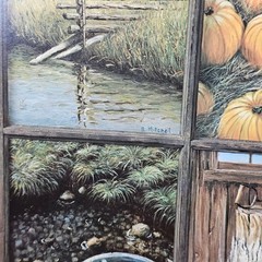 Homco Home Interiors Window Pane Picture Fall Rustic Autumn Farm B Mitchell VTG