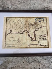 Florida Old Florida Map Large Brown Framed Art Print Wall Poster 17×14